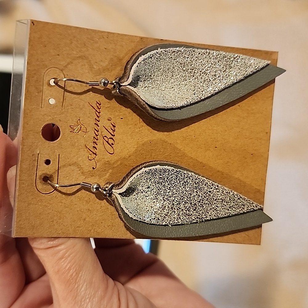 BNWT Silver Leather Earrings